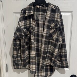 Plaid Button-Up Shirt Jacket
